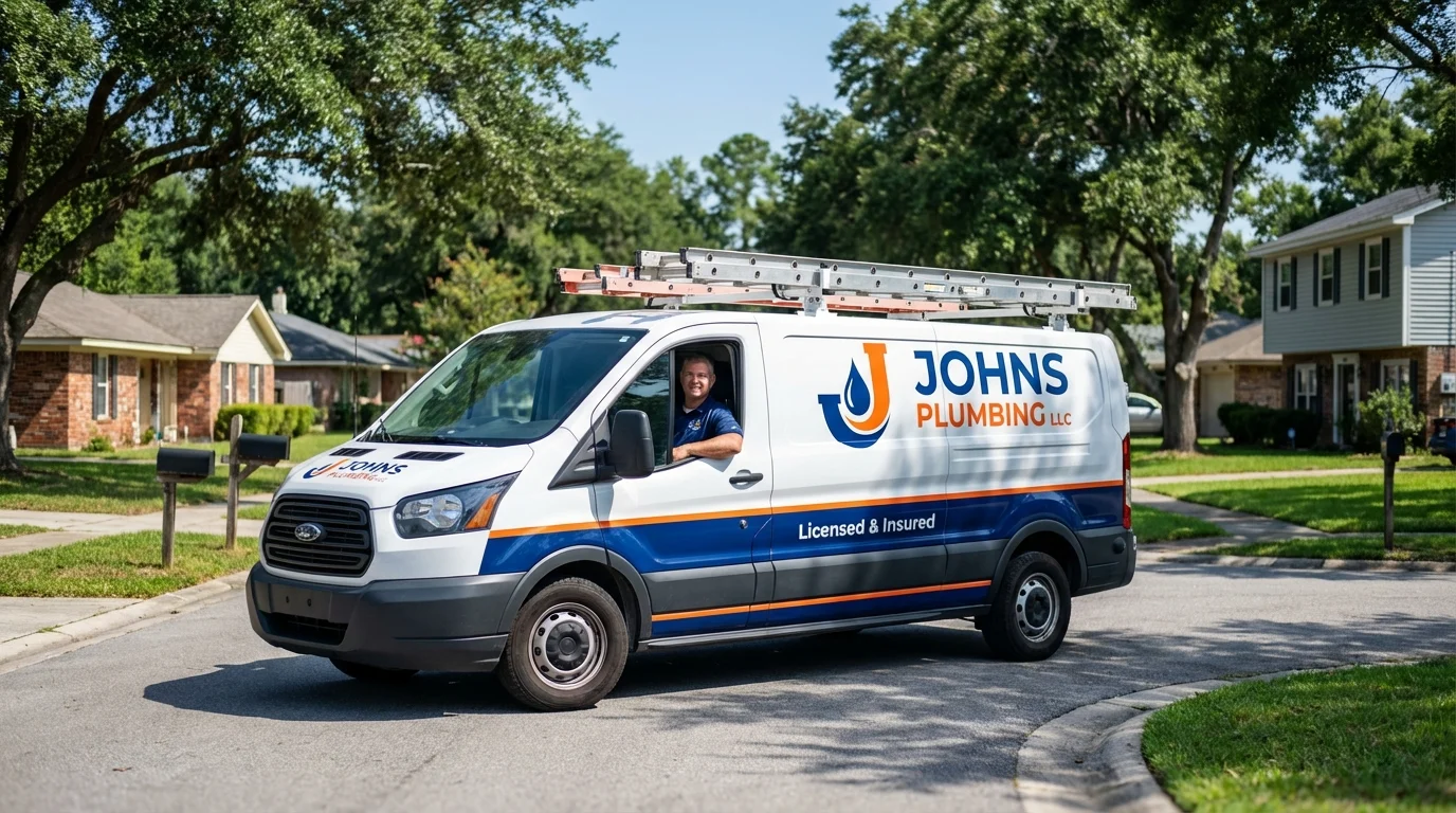 Johns Plumbing LLC service van in Grantville, GA