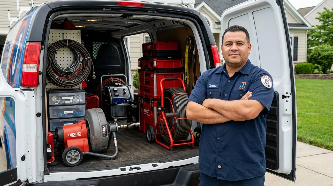 Professional drain cleaning equipment and Johns Plumbing LLC plumber in Grantville